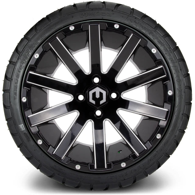 MODZ 14" Mauler Glossy Black with Ball Mill Wheels & Street Tires Combo
