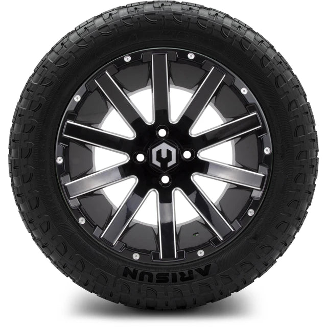 MODZ 14" Mauler Glossy Black with Ball Mill Wheels & Off-Road Tires Combo