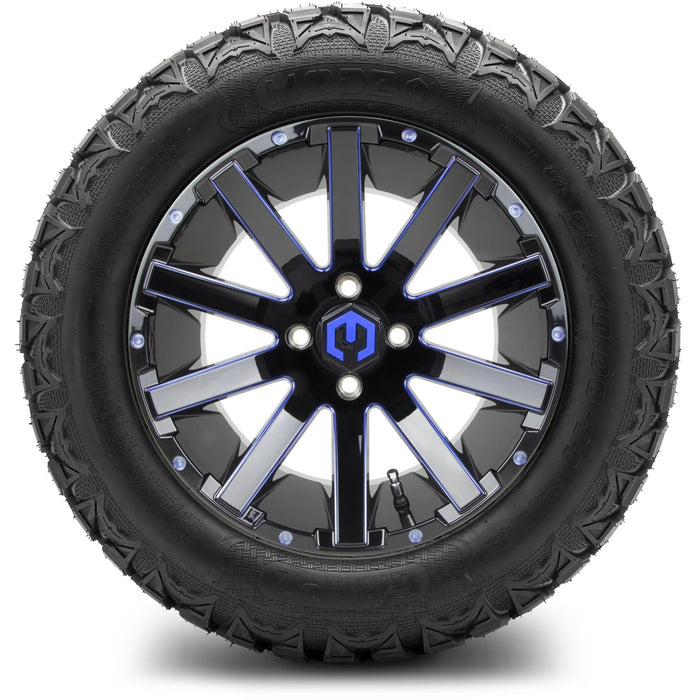 MODZ 14" Mauler Glossy Black and Blue with Ball Mill Wheels & Off-Road Tires Combo
