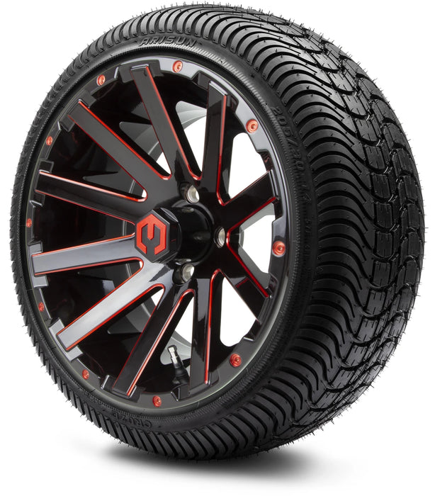 MODZ 14" Mauler Glossy Black and Red with Ball Mill Wheels & Street Tires Combo