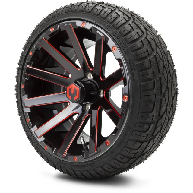 MODZ 14" Mauler Glossy Black and Red with Ball Mill Wheels & Street Tires Combo