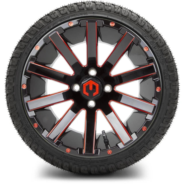 MODZ 14" Mauler Glossy Black and Red with Ball Mill Wheels & Street Tires Combo