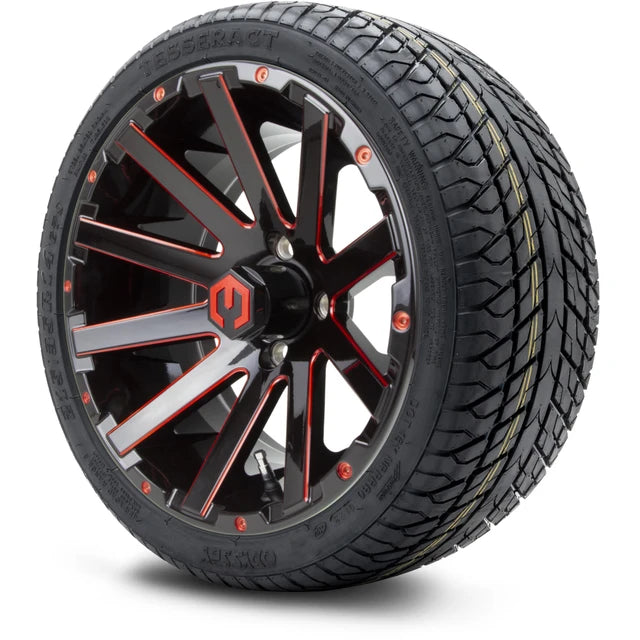MODZ 14" Mauler Glossy Black and Red with Ball Mill Wheels & Street Tires Combo