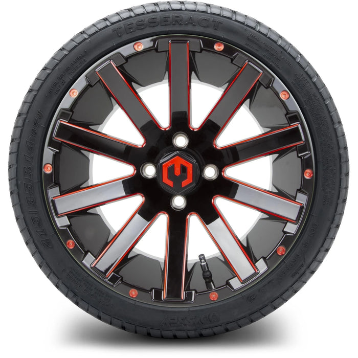 MODZ 14" Mauler Glossy Black and Red with Ball Mill Wheels & Street Tires Combo