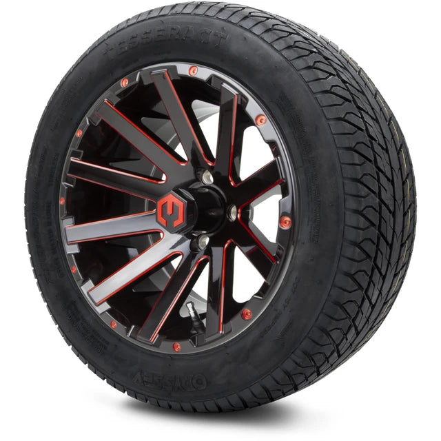 MODZ 14" Mauler Glossy Black and Red with Ball Mill Wheels & Street Tires Combo