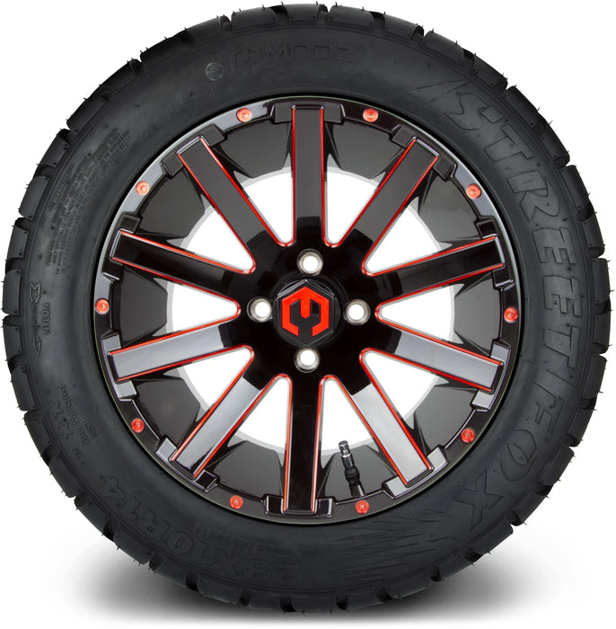 MODZ 14" Mauler Glossy Black and Red with Ball Mill Wheels & Street Tires Combo
