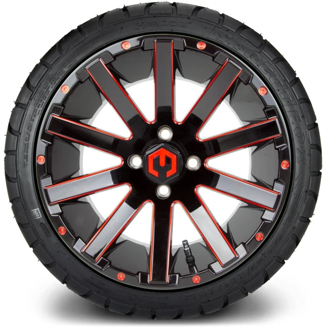 MODZ 14" Mauler Glossy Black and Red with Ball Mill Wheels & Street Tires Combo