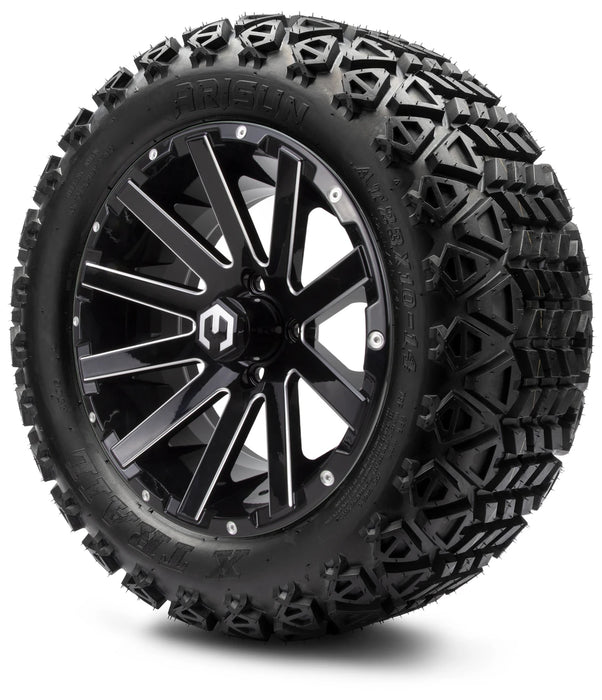 MODZ 14" Mauler Glossy Black with Ball Mill Wheels & Off-Road Tires Combo