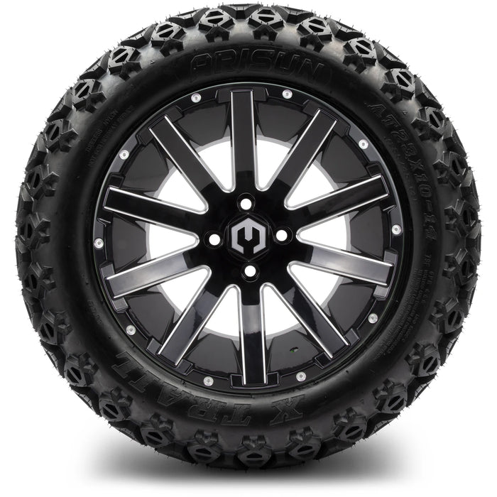 MODZ 14" Mauler Glossy Black with Ball Mill Wheels & Off-Road Tires Combo