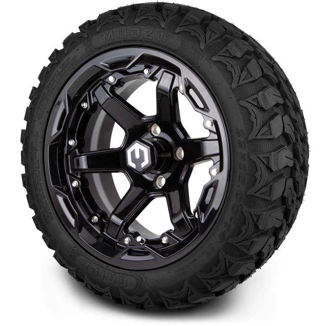 MODZ 14" Gladiator Glossy Black Wheels and Off-Road Tires Combo