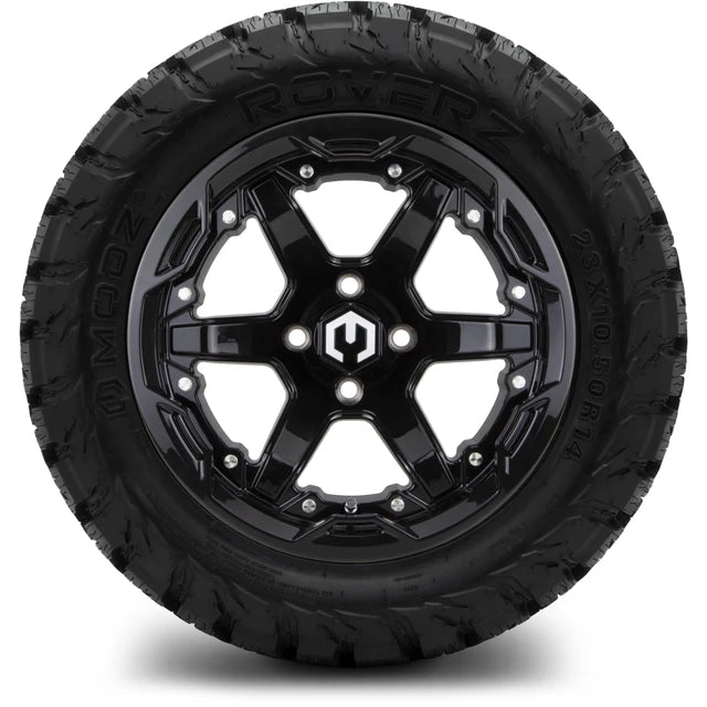 MODZ 14" Gladiator Glossy Black Wheels and Off-Road Tires Combo