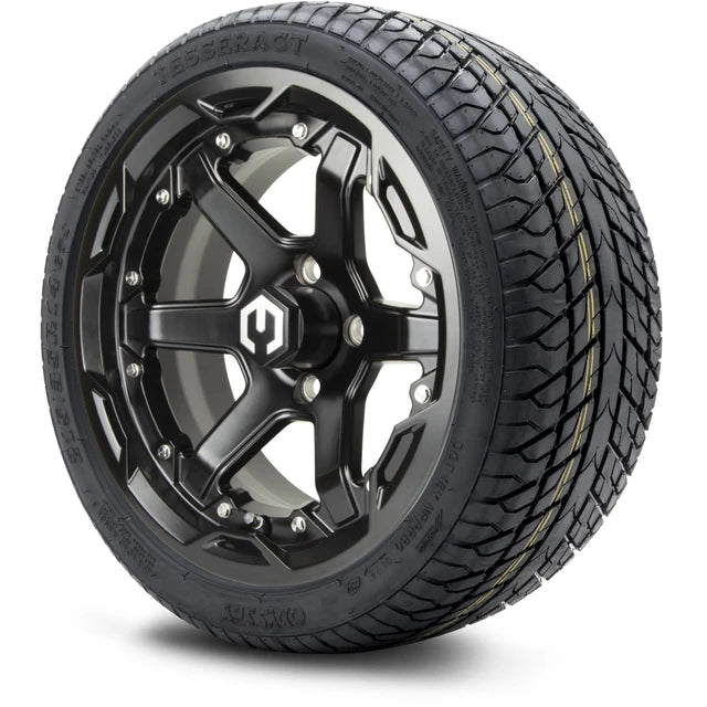 MODZ 14" Gladiator Glossy Black Wheels and Street Tires Combo