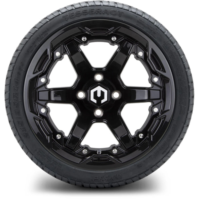MODZ 14" Gladiator Glossy Black Wheels and Street Tires Combo