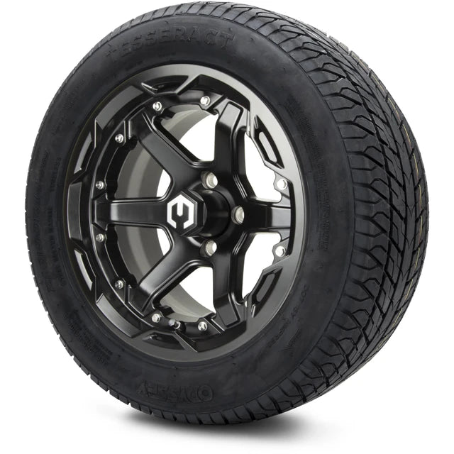 MODZ 14" Gladiator Glossy Black Wheels and Street Tires Combo