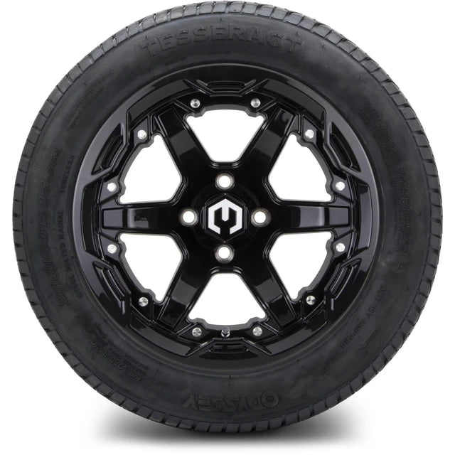 MODZ 14" Gladiator Glossy Black Wheels and Street Tires Combo