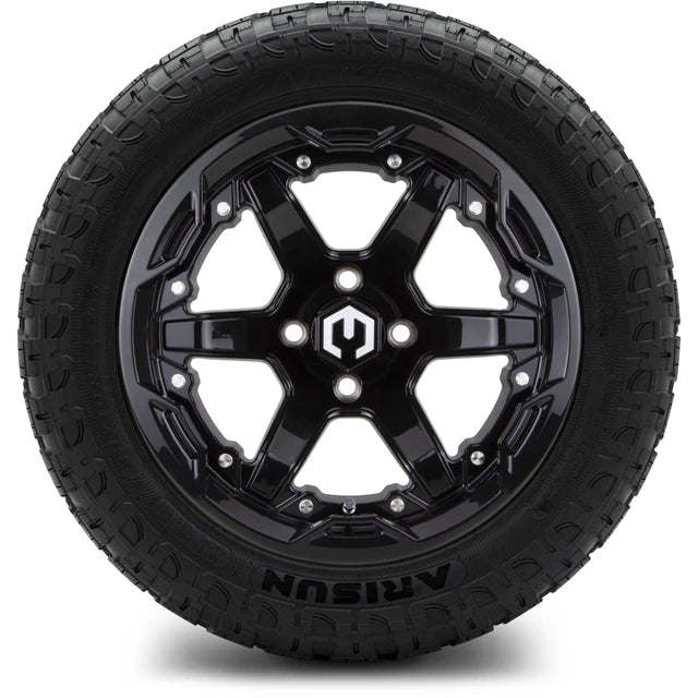 MODZ 14" Gladiator Glossy Black Wheels and Off-Road Tires Combo