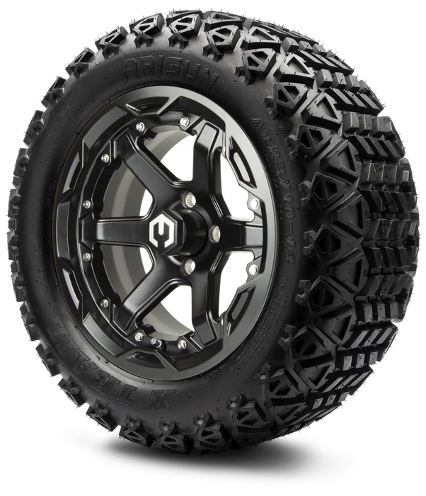 MODZ 14" Gladiator Glossy Black Wheels and Off-Road Tires Combo