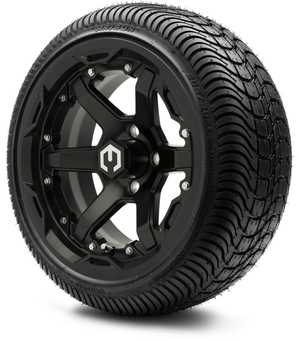 MODZ 14" Gladiator Matte Black Wheels and Street Tires Combo