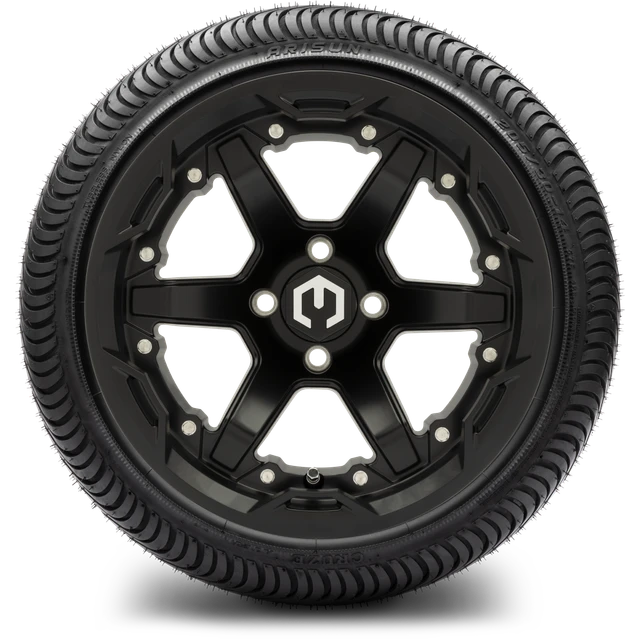 MODZ 14" Gladiator Matte Black Wheels and Street Tires Combo
