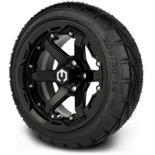 MODZ 14" Gladiator Matte Black Wheels and Street Tires Combo