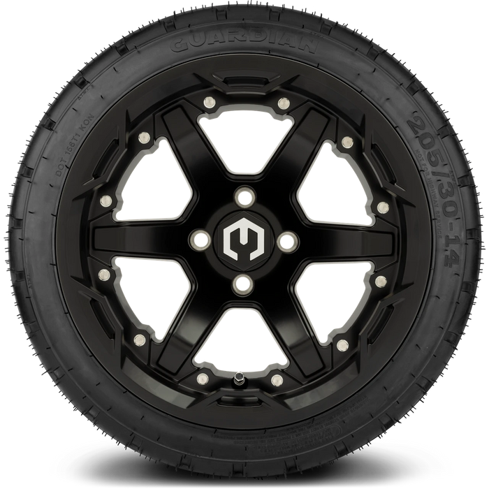 MODZ 14" Gladiator Matte Black Wheels and Street Tires Combo