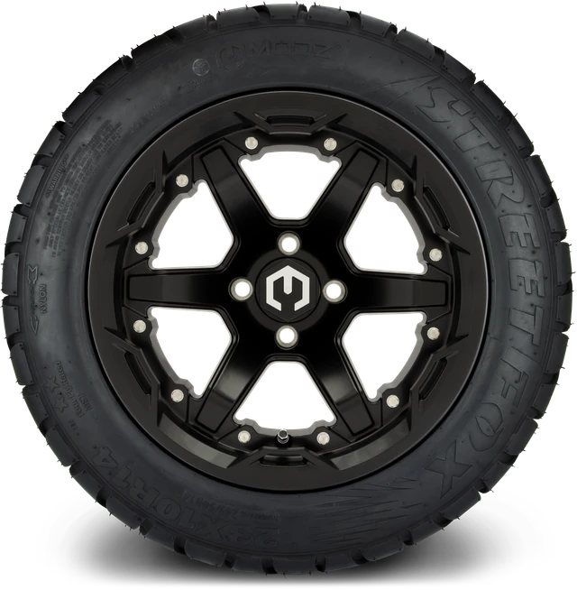 MODZ 14" Gladiator Matte Black Wheels and Street Tires Combo
