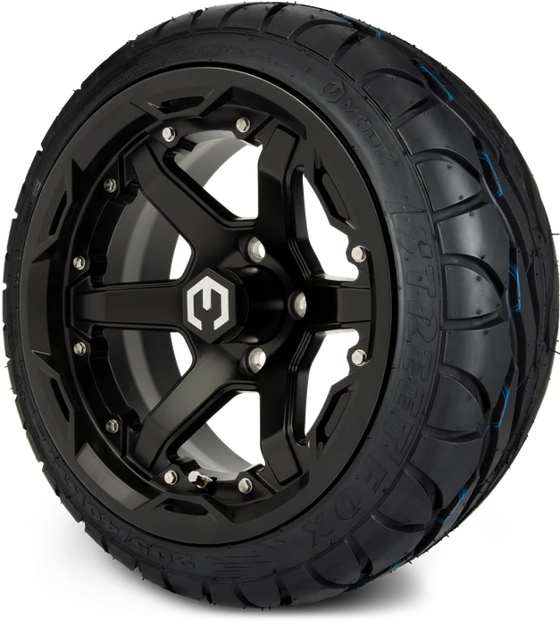 MODZ 14" Gladiator Matte Black Wheels and Street Tires Combo