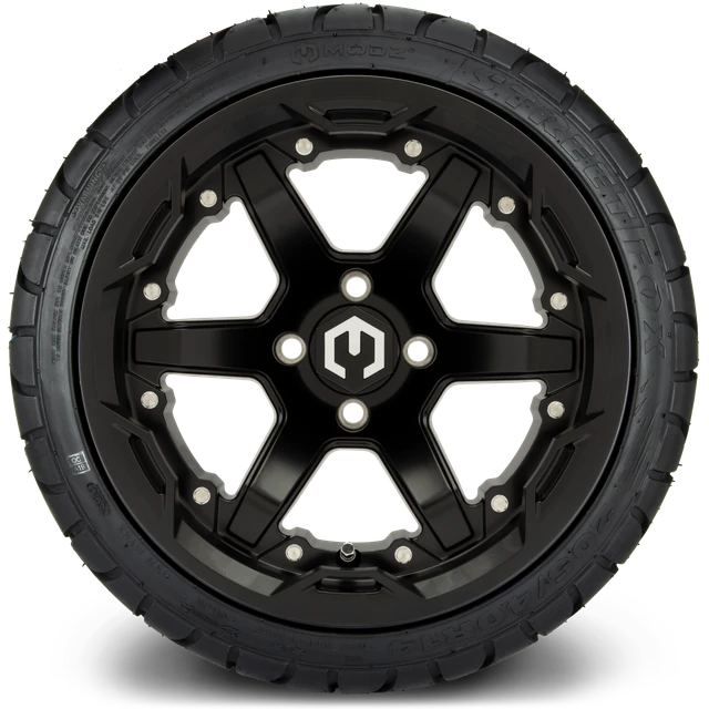 MODZ 14" Gladiator Matte Black Wheels and Street Tires Combo