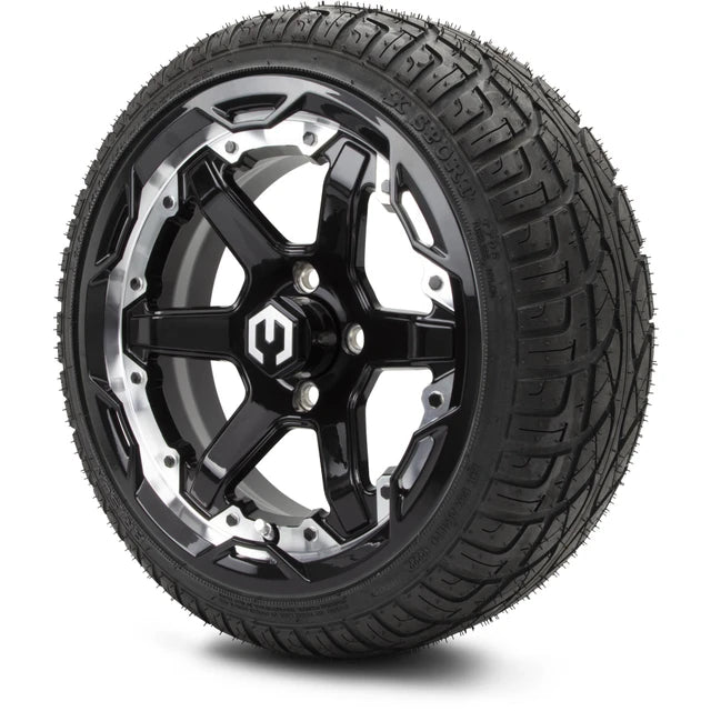 MODZ 14" Gladiator Machine & Black Wheels and Street Tires Combo