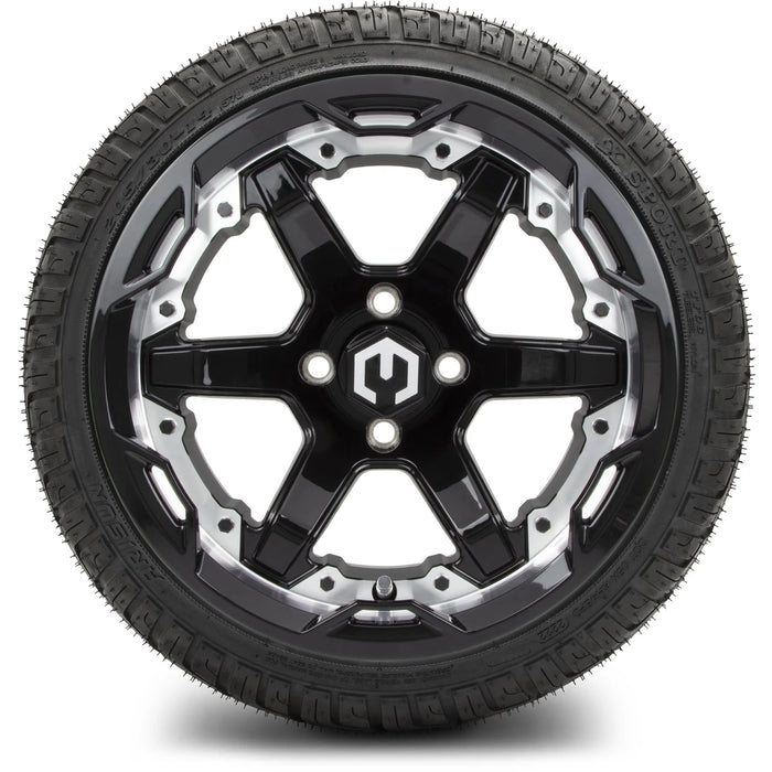 MODZ 14" Gladiator Machine & Black Wheels and Street Tires Combo