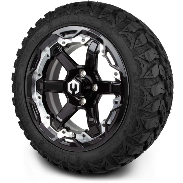 MODZ 14" Gladiator Machine & Black Wheels and Off-Road Tires Combo