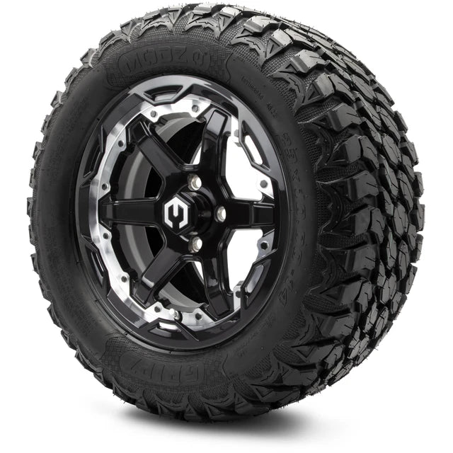 MODZ 14" Gladiator Machine & Black Wheels and Off-Road Tires Combo