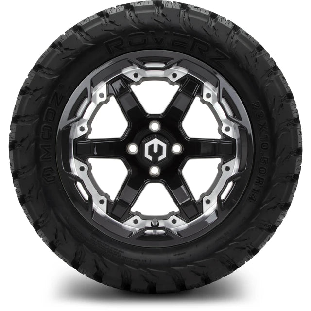 MODZ 14" Gladiator Machine & Black Wheels and Off-Road Tires Combo