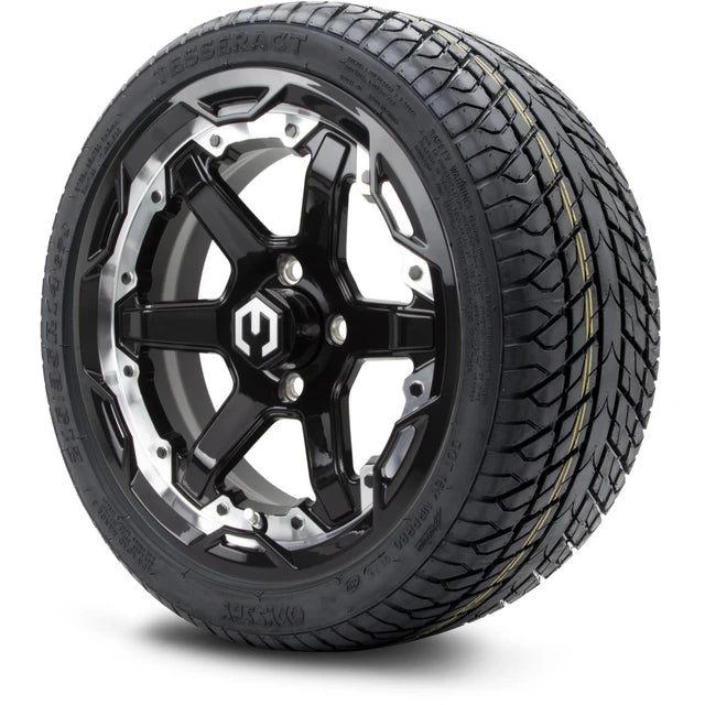 MODZ 14" Gladiator Machine & Black Wheels and Street Tires Combo