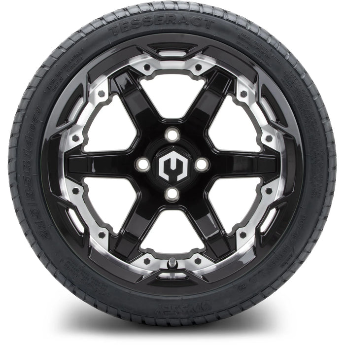 MODZ 14" Gladiator Machine & Black Wheels and Street Tires Combo