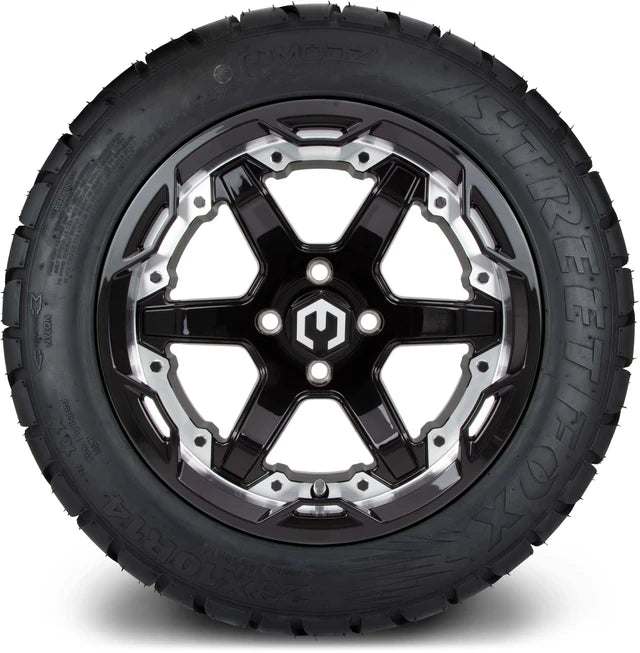 MODZ 14" Gladiator Machine & Black Wheels and Street Tires Combo