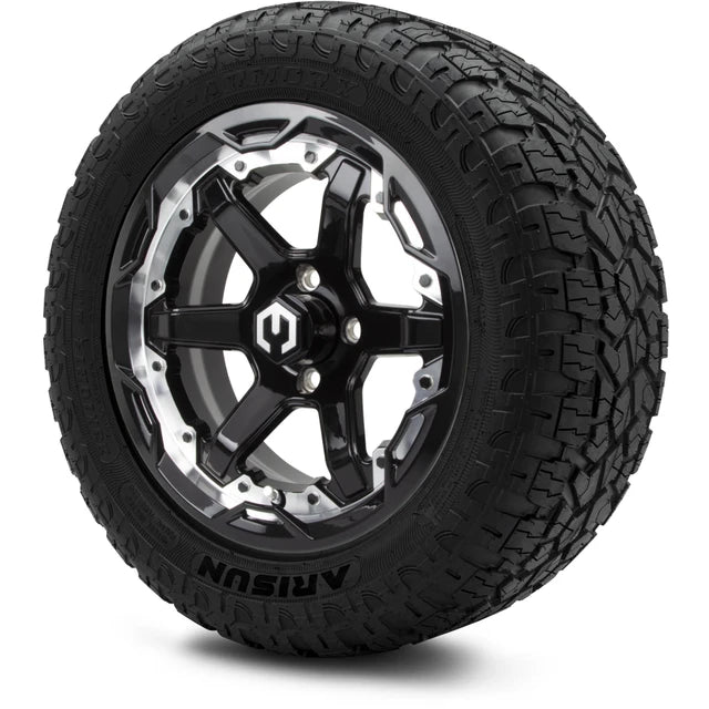 MODZ 14" Gladiator Machine & Black Wheels and Off-Road Tires Combo