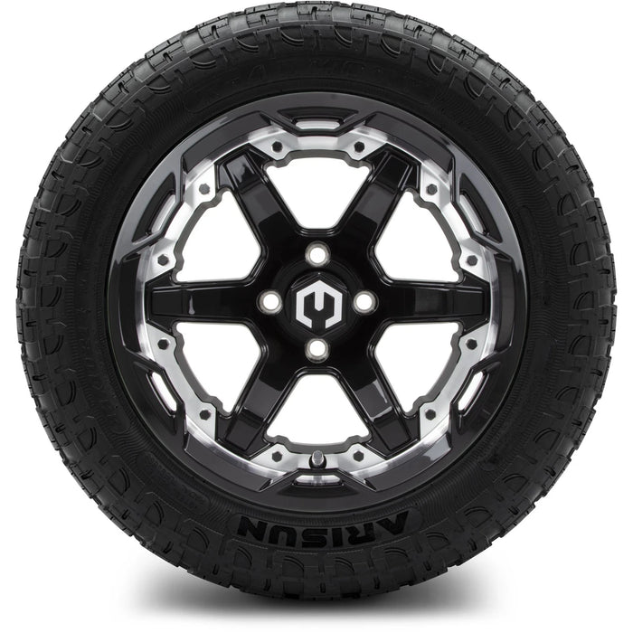 MODZ 14" Gladiator Machine & Black Wheels and Off-Road Tires Combo