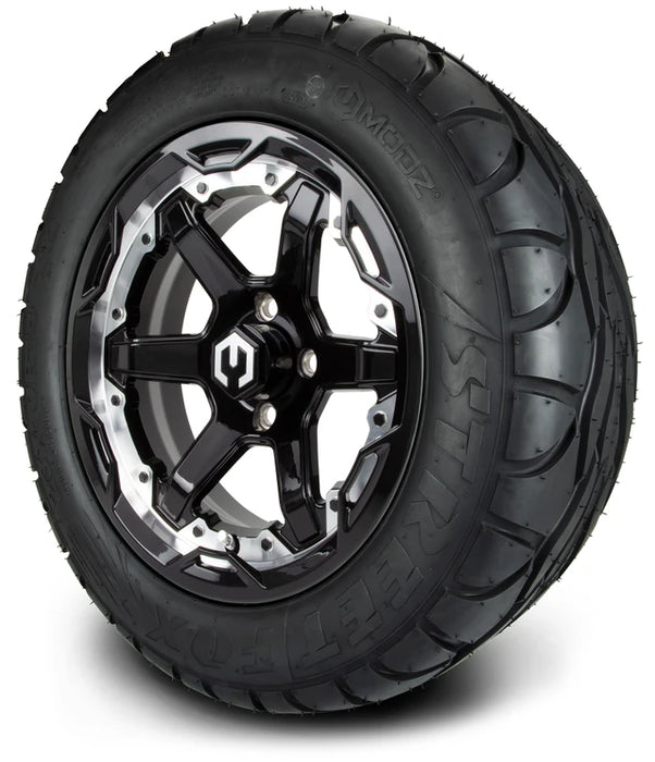 MODZ 14" Gladiator Machine & Black Wheels and Street Tires Combo
