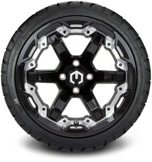MODZ 14" Gladiator Machine & Black Wheels and Street Tires Combo