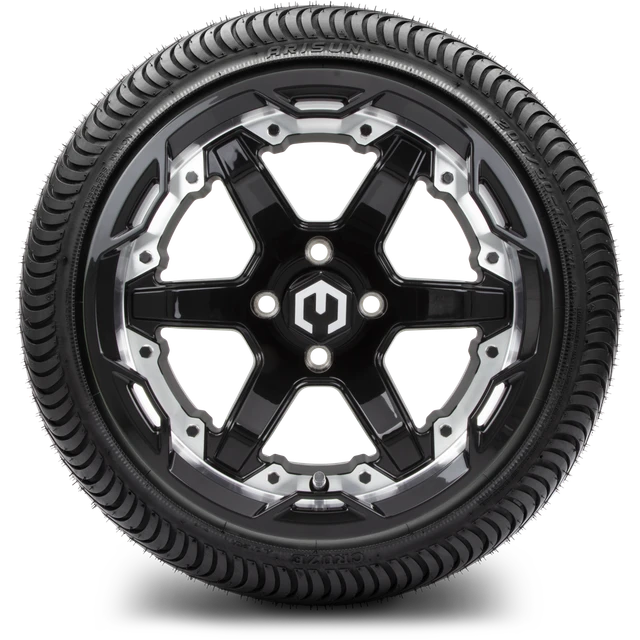 MODZ 14" Gladiator Machine & Black Wheels and Street Tires Combo