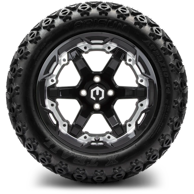MODZ 14" Gladiator Machine & Black Wheels and Off-Road Tires Combo