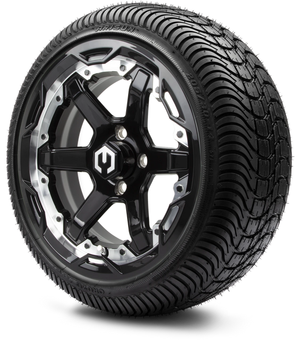 MODZ 14" Gladiator Machine & Black Wheels and Street Tires Combo