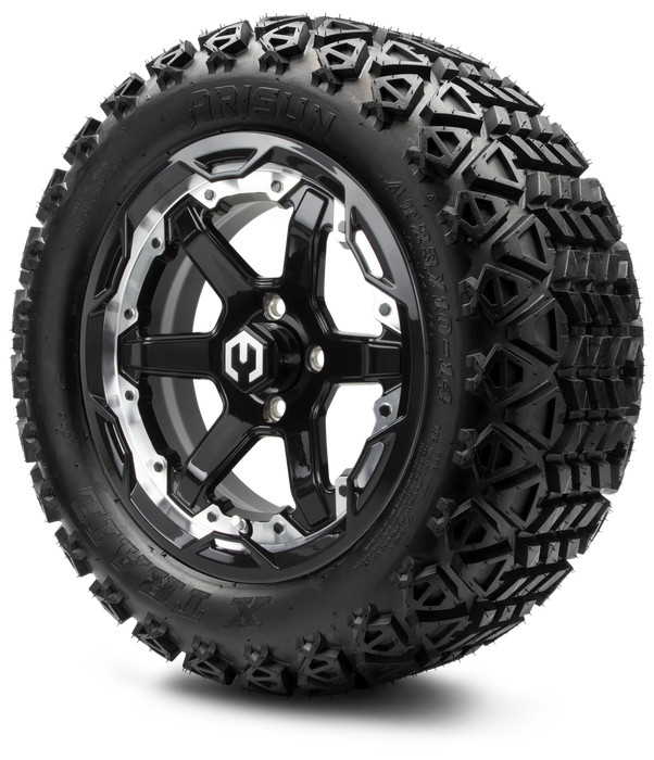 MODZ 14" Gladiator Machine & Black Wheels and Off-Road Tires Combo