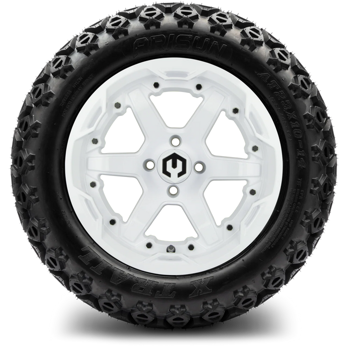 MODZ 14' Gladiator Glossy White - Tire and Wheel Combo