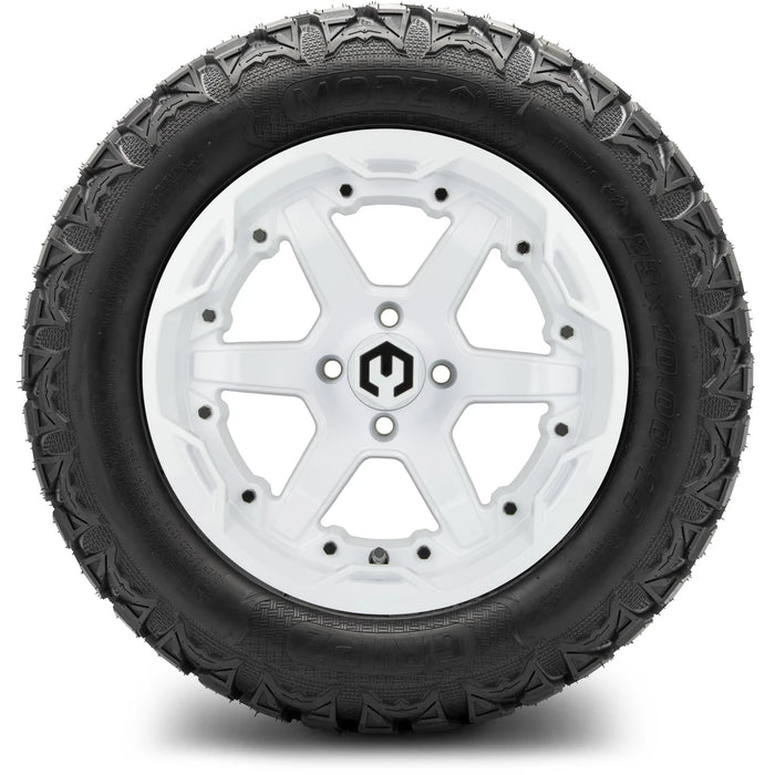 MODZ 14" Gladiator Glossy White Wheels & Off-Road Tires Combo