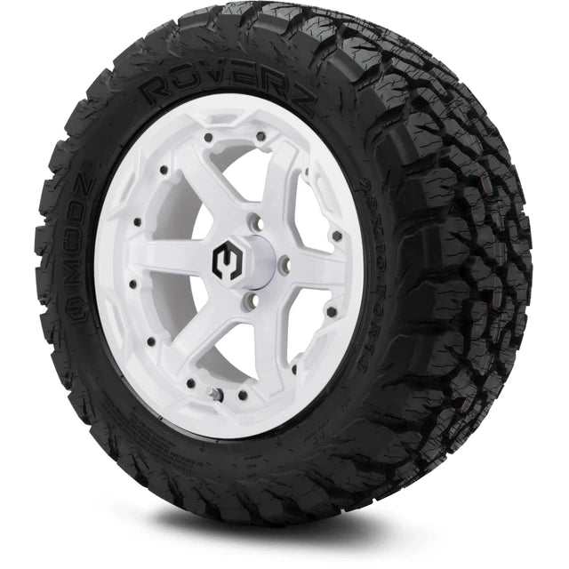 MODZ 14" Gladiator Glossy White Wheels & Off-Road Tires Combo