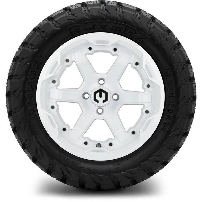 MODZ 14" Gladiator Glossy White Wheels & Off-Road Tires Combo