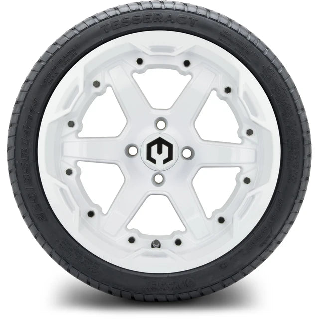 MODZ 14" Gladiator Glossy White Wheels and Street Tires Combo