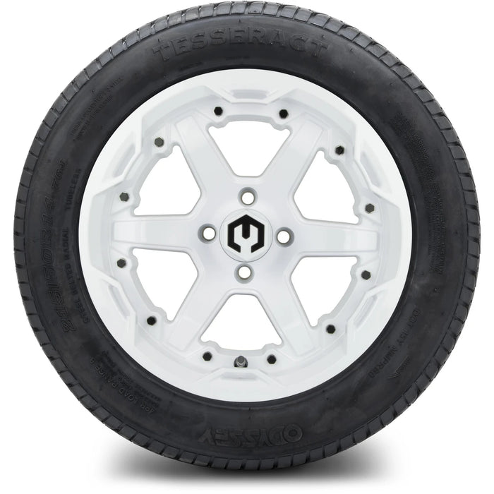 MODZ 14" Gladiator Glossy White Wheels and Street Tires Combo